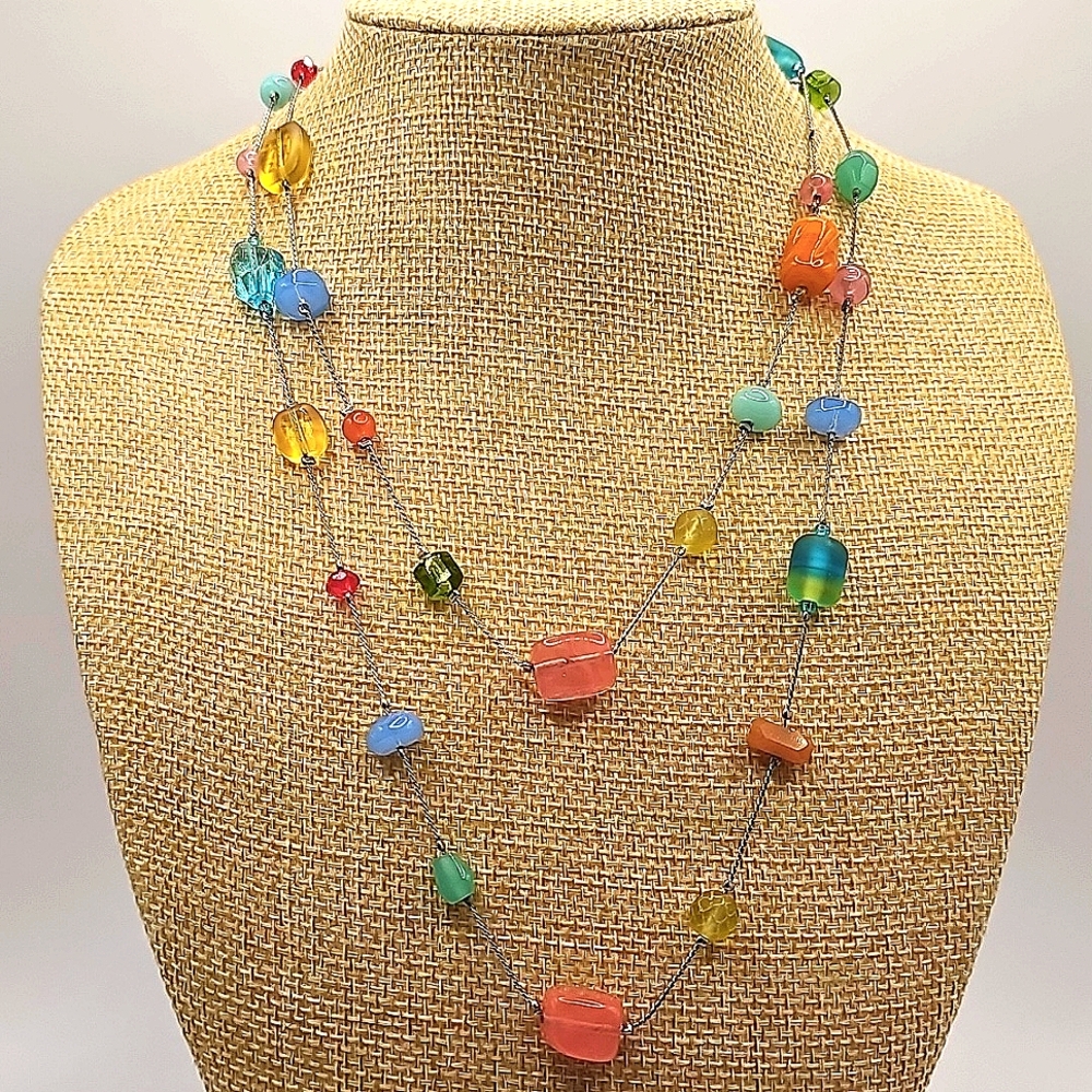Lia Sophia Multicolored Glass Lariat Necklace